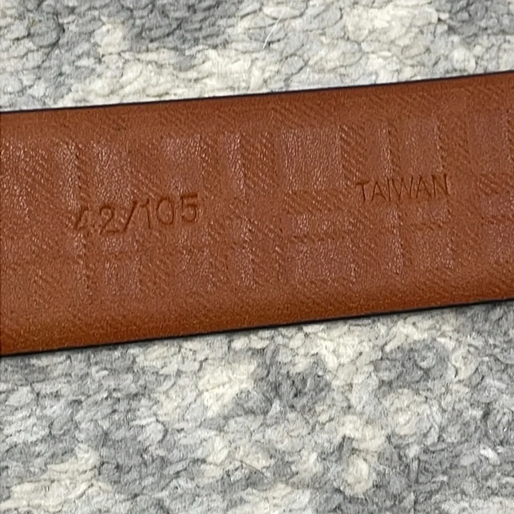 NWT Boconi Dark Brown Genuine Leather Belt Chrome Hardware Sz 42